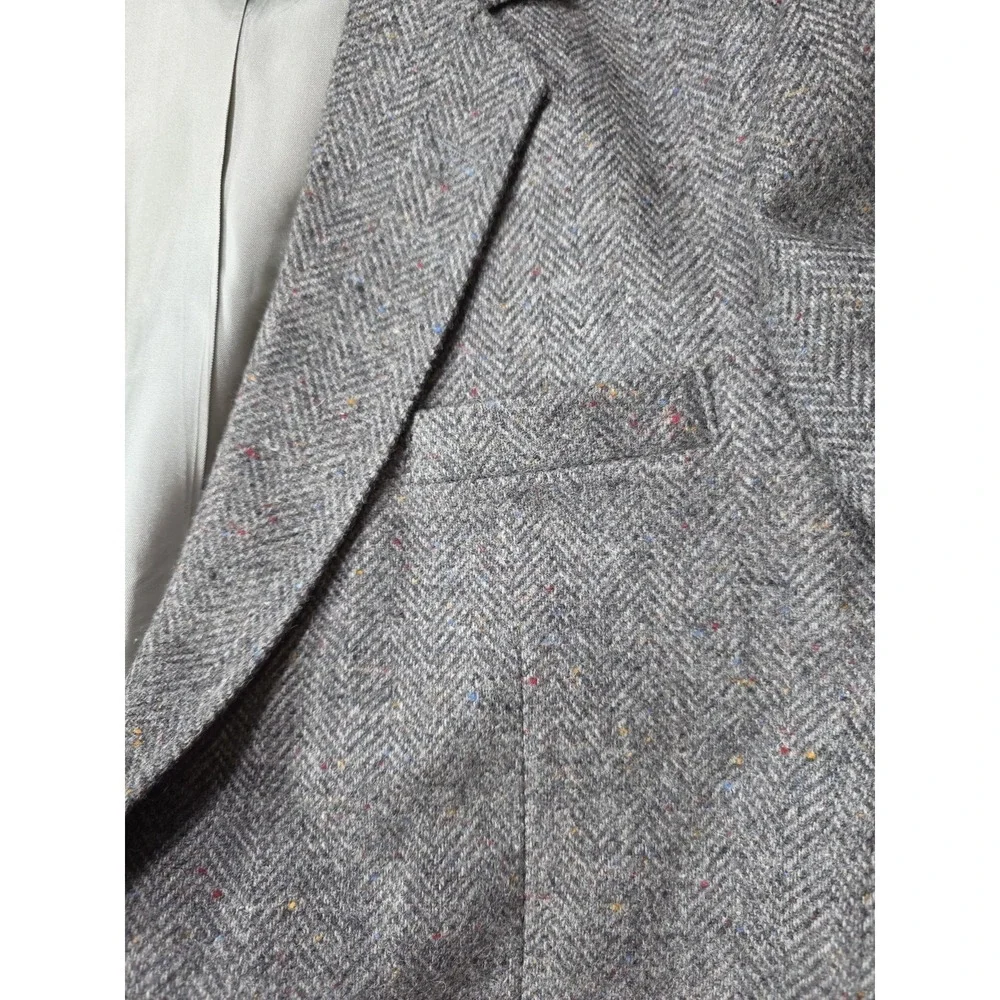 Vintage Imperial Haggar Wool Blazer 44R Gray Herringbone USA $115